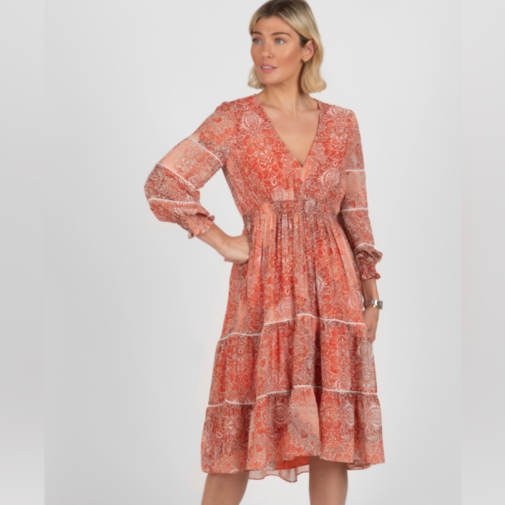 Taylor chiffon long sleeve midi dress